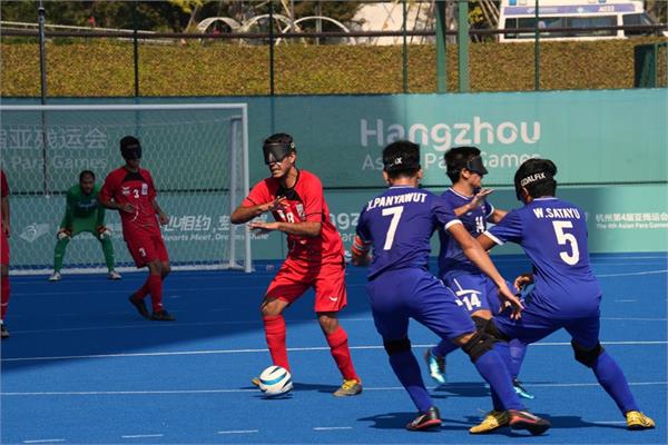 گزارش تصویری/ فوتبال نابینایان در بازی‌های پاراآسیایی هانگژو 4
