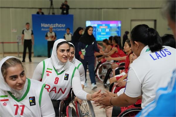 پیروزی تیم ملی زنان بسکتبال با ویلچر ایران مقابل تیم لائوس در بازی های پاراآسیایی هانگژو 18